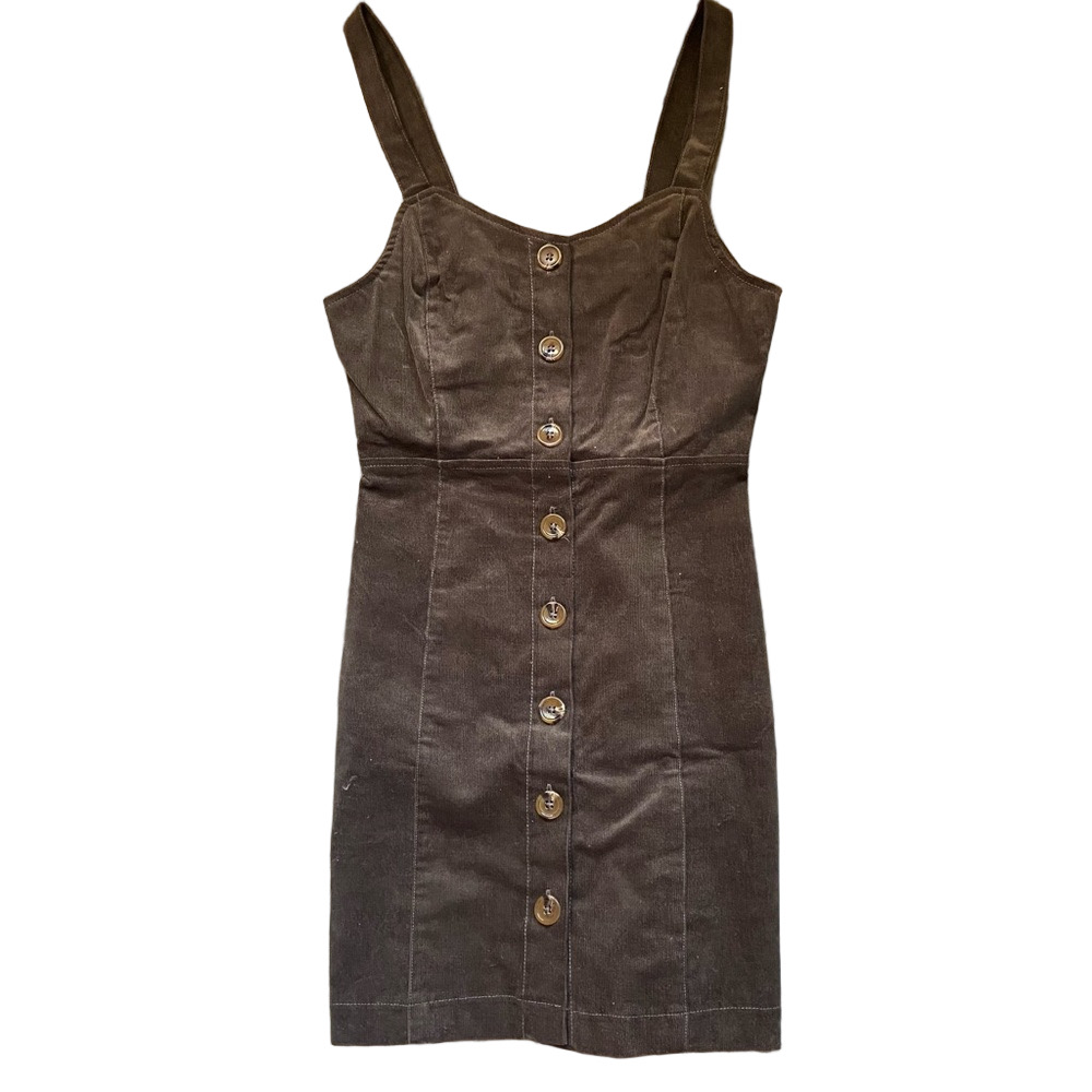 Altar’d State Brown Mini Dress with Button Detail